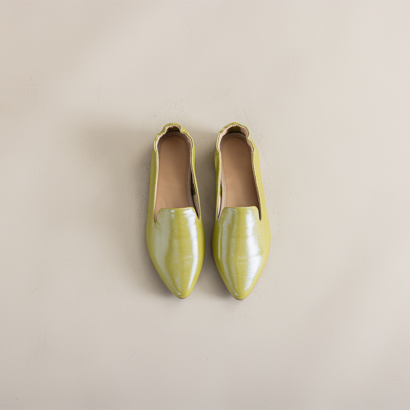 Casual Chic Foldable Sheepskin Womens Pointed Toe Slip On Flats