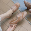 Casual Chic Perforated Sheepskin Leather Womens Flat Mary Janes
