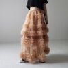 Casual Chic Pastel Ruffled Tiered Tulle Womens A Line Midi Skirt