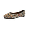 Romantic Bohemian Beaded Satin Womens Square Toe Flats