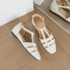 French Riviera Sheepskin Caged Womens Square Toe Fisherman Sandals