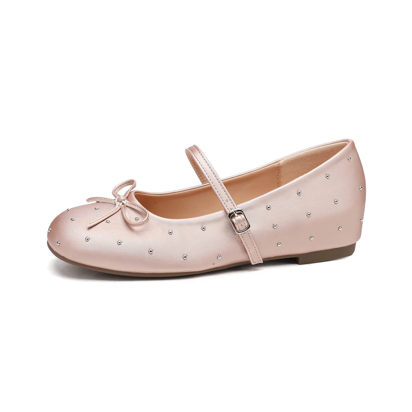 French Chic Satin Crystal Studded Bow Womens Mary Jane Ballet Flats