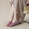 Casual Chic Foldable Sheepskin Womens Pointed Toe Slip On Flats