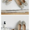 Timeless Classic Microfibre Crystal Pearl Bow Womens Ballet Flats