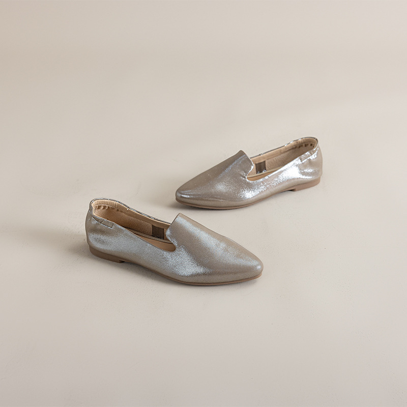 Casual Chic Foldable Sheepskin Womens Pointed Toe Slip On Flats
