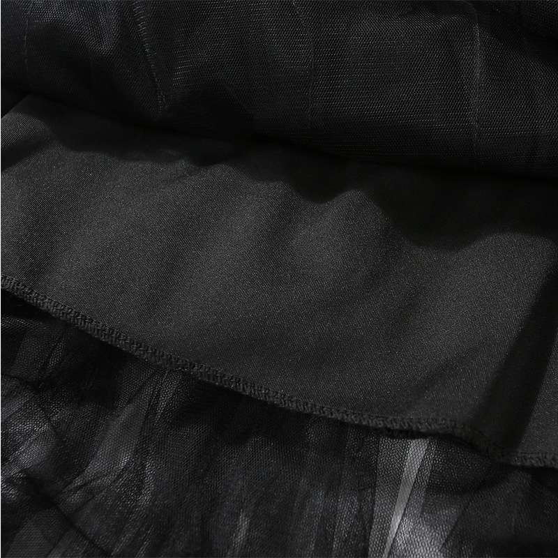 Casual Chic Breathable Asymmetric Layered Tulle Womens Midi Skirt