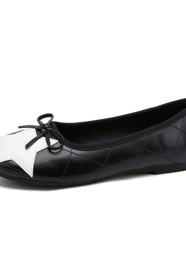 Timeless Classic Quilted Lambskin Colour Block Bow Womens Ballet Flats