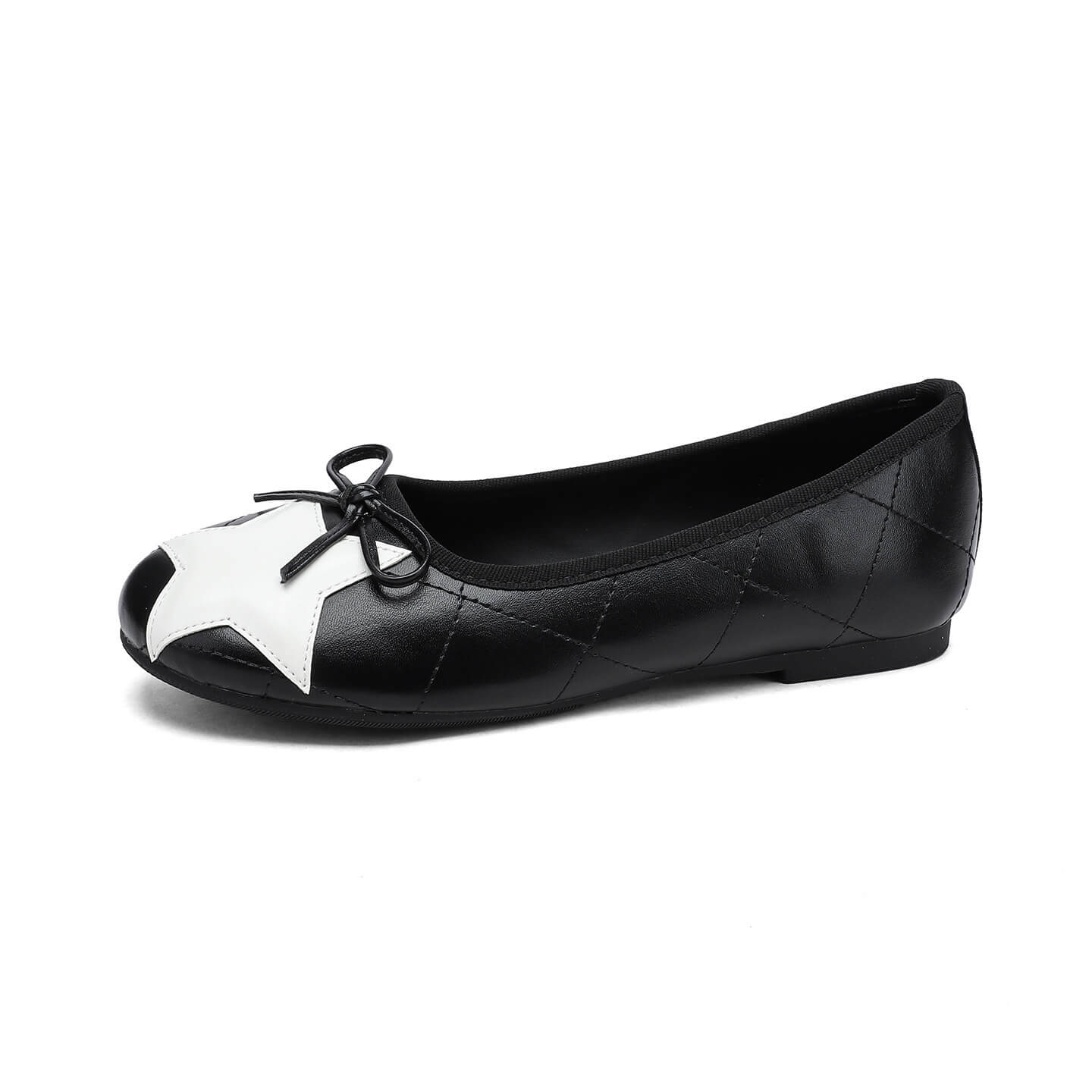 Timeless Classic Quilted Lambskin Colour Block Bow Womens Ballet Flats