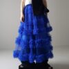 Casual Chic Pastel Ruffled Tiered Tulle Womens A Line Midi Skirt