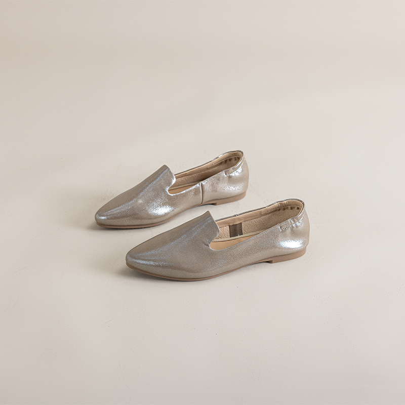 Casual Chic Foldable Sheepskin Womens Pointed Toe Slip On Flats
