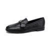 Timeless Classic Smooth Faux Leather Womens Flat Metal Detail Loafers