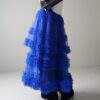 Casual Chic Pastel Ruffled Tiered Tulle Womens A Line Midi Skirt