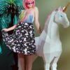 Casual Chic Stretch Novelty Print Womens High Waist A Line Midi Skirt