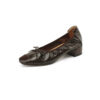 Timeless Classic Waxed Lambskin Bow Square Toe Womens Ballet Pumps