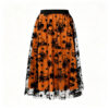Halloween Layered Mesh Tulle Womens Elastic Waist A Line Midi Skirt