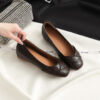 Modern Minimalist Soft Sheepskin Hidden Wedge Womens Square Toe Pumps