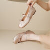 French Chic Satin Crystal Studded Bow Womens Mary Jane Ballet Flats