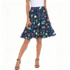 Casual Chic Stretch Novelty Print Womens High Waist A Line Midi Skirt