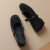 French Chic Satin Crystal Studded Bow Womens Mary Jane Ballet Flats