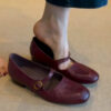 Modern Minimalist Sheepskin Low Heel Buckle Strap Womens Mary Janes