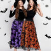 Halloween Party Flocked Mesh Womens Elastic Waist A Line Midi Skirt