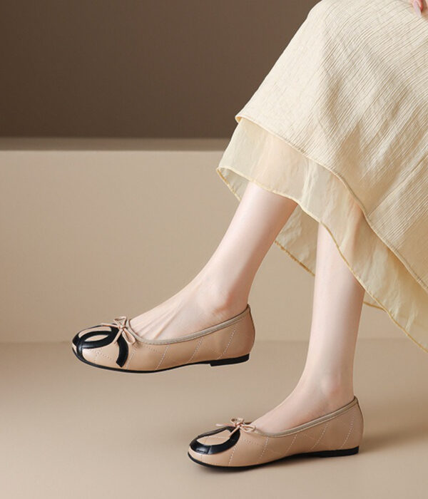French Riviera Quilted Cushioned Womens Slip On Bow Ballet Flats