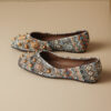 Romantic Bohemian Beaded Satin Womens Square Toe Flats