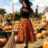 Halloween Flocked Print Tulle Womens Midi Skirt