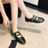 French Riviera Breathable Buckle Strap Womens Mary Jane Flat Shoes