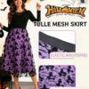 Halloween Flocked Print Tulle Womens Midi Skirt