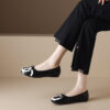 French Riviera Quilted Cushioned Womens Slip On Bow Ballet Flats